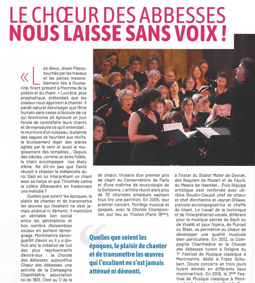 Article sur les Choeur des Abbesses dans Montmartre en revue